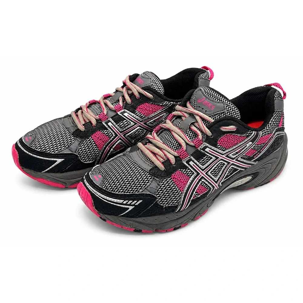 Asics Gel-Venture 4 Women's 8 Trail Running Shoes Black Pink Athletic Sneakers
